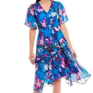 Brand New - MAISON TARA Brand Tiered Ruffle Floral Chiffon Dress - $150 Retail!